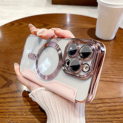 Couverture en silicone transparente pour iPhone 13 avec étui en cuir et charge magnétique