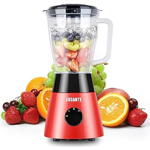 JUSANTE Blender for Smoothies, Small Blender with 500W Motor for Milkshake Desserts Nut Butter, Cocktails Sauces (Red) Cover