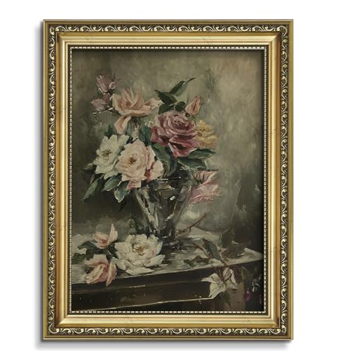 AIMAILON Vintage Canvas Gold Wall Art Framed Decor for Dining