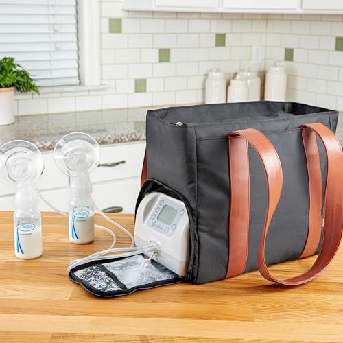 Dr. Brown’s Breast Pump Carryall Tote, Fits Most Electric Breast Pumps, Gray Diaper Bag, Gray Day Bag, Classic Bag Design - image 7