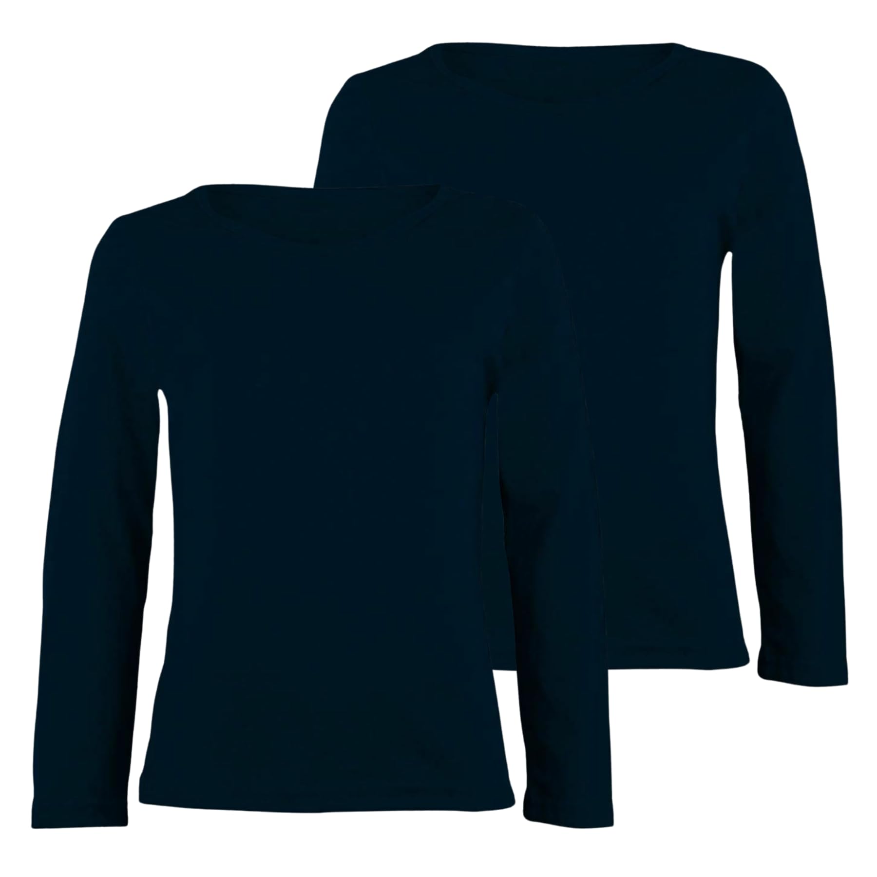 Janisramone Maglietta a maniche lunghe per bambini, tinta unita, per uniforme scolastica, confezione da 2