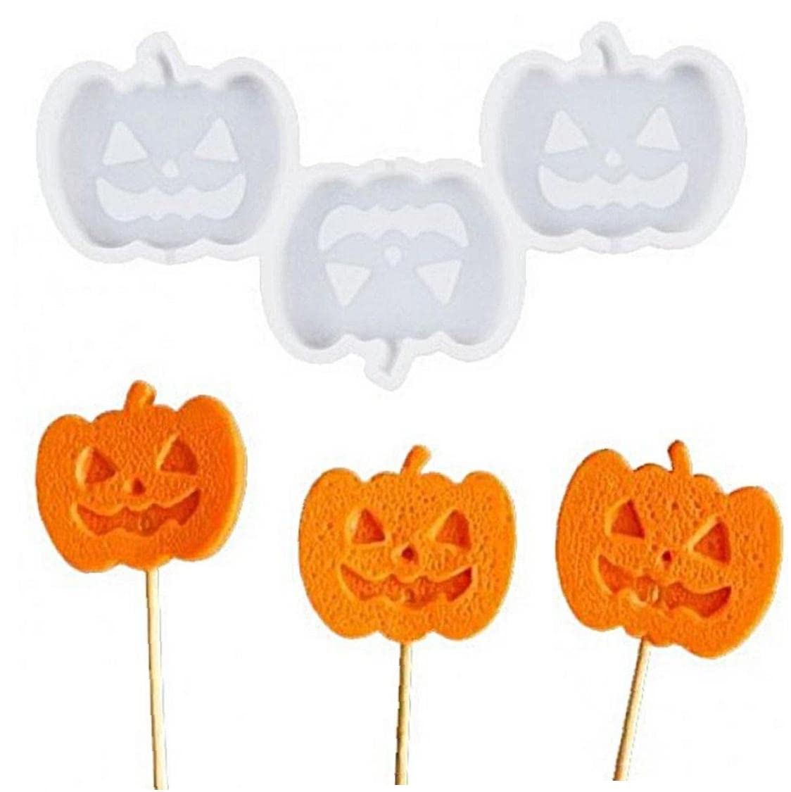 Danlai Orange Halloween Candy Molds Silicone Lollipop Moulds Pumpkin Chocolate Molds Diy Party Cake Decorating Tools