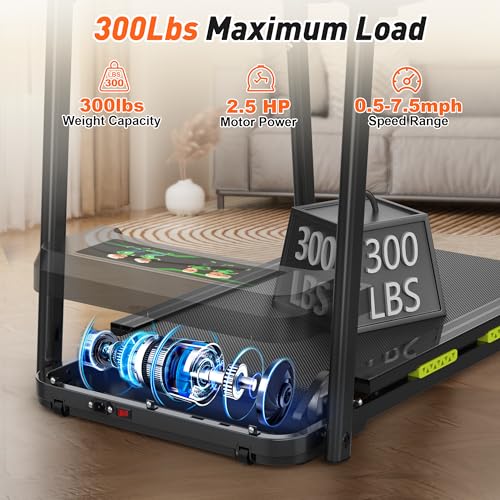 Image of Best Walking Treadmill for Seniors, Treadmills for Home with Extended Handrails, Dual Shock Absorption, Heart Rate Monitor & Fitshow App, Ideal for Elderly Rehab & Family Workouts