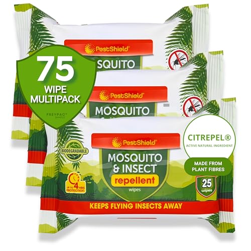 Insect & Mosquito Repellent Wipes | Free of DEET | Biodegradable | Effective on Mosquitos | BedBugs | Horse Flies | Midges | Ticks | Long Lasting | (Multipack Bundle by FREYPAC) (3)