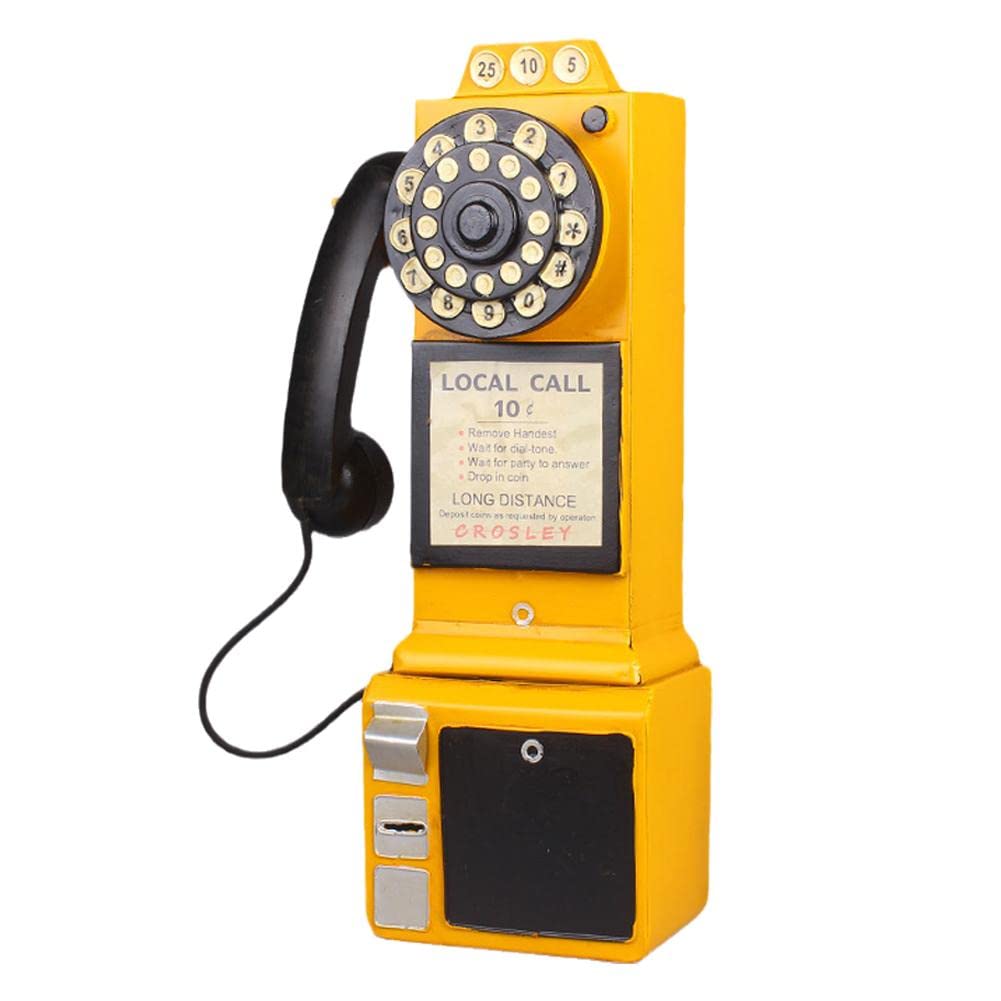 昭和レトロ 公衆電話 黄色 本物 アンティーク 骨董品 ビンテージ