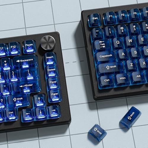 Image of dagaladoo Dark Blue Clear keycaps,Transparent keycaps 75 Percent,Jelly keycap Set,Shine Through Key caps.,MDA Profile Keyboard Key Cap for Mx Switches Mechanical Keyboard