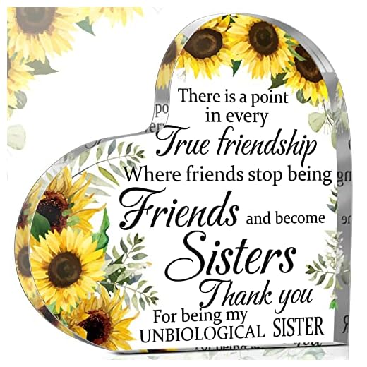Spiareal Friends Gifts for Women Friendship Bestie Woman Best Sunflower Flower Gift Unbiological Sister Christmas Birthday Thank You Acrylic (Fresh Style), multiple colors