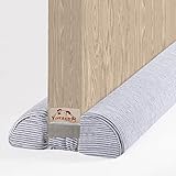 Yotache Zugluftstopper für Türen,Gekürztbar Zugluftstopper Insektenschutzt Einzigartige Viertelkreis-Design, Waschbar - 100cm Grau & Weiß