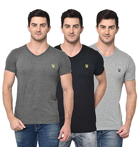 Image of Mack JONNEY Multicolor Cotton Blended Half Sleeve Regular Fit T-Shirts for Men(Pack of 3)-V ANT BLK MLG 0003-S