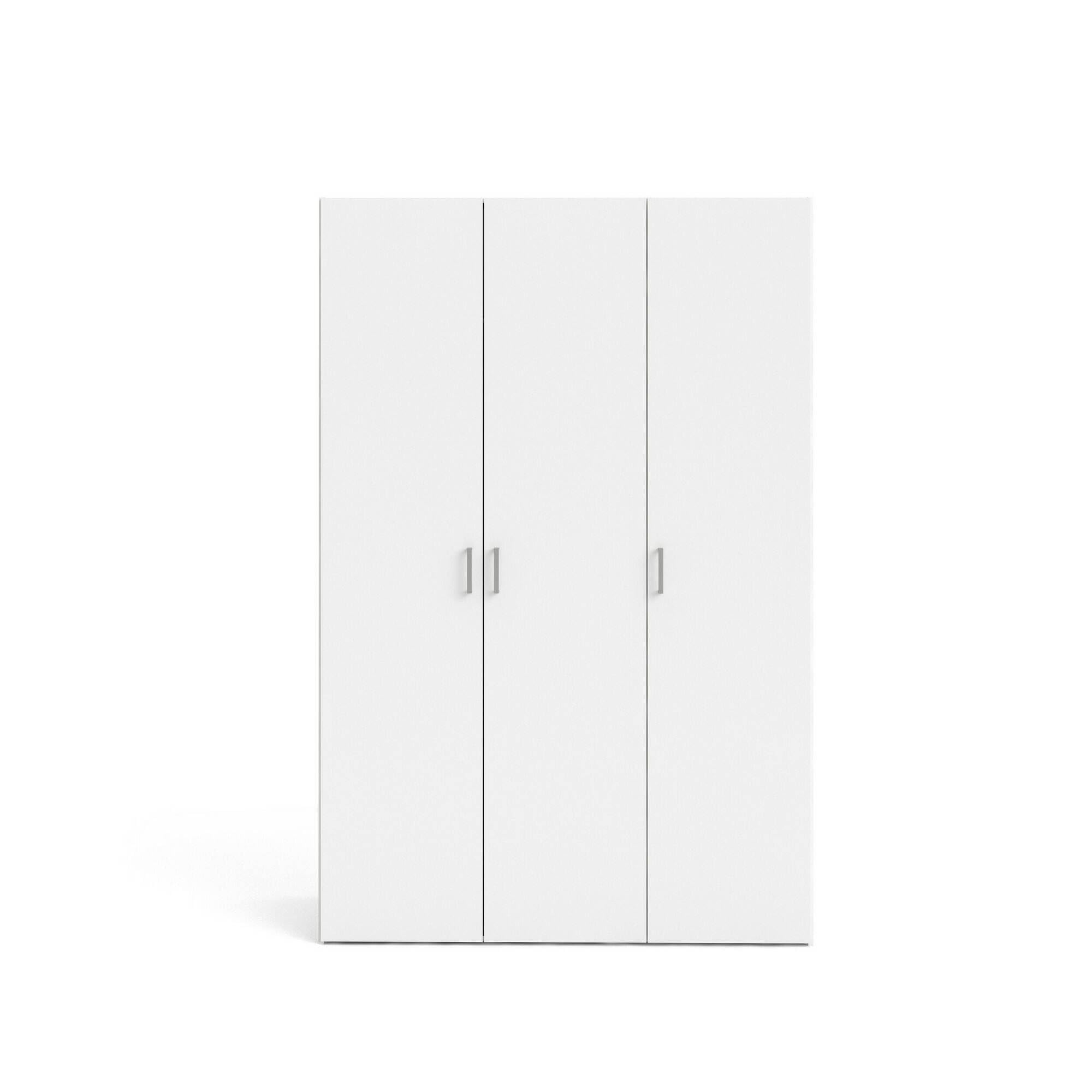 Dmora - Guardaroba 3 ante Danielle, Mobile camera da letto, Cabina armadio portabiti, Armadio appendiabiti, 115x49 h175 cm, Bianco