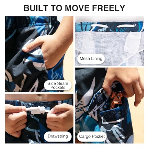 Image of Kanu Surf Boys' Victor Stripe Quick Dry Beach Board Shorts Swim Trunk