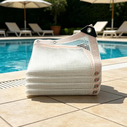 Filet d'ombrage blanc pour serre et piscine résistant avec œillets - 3