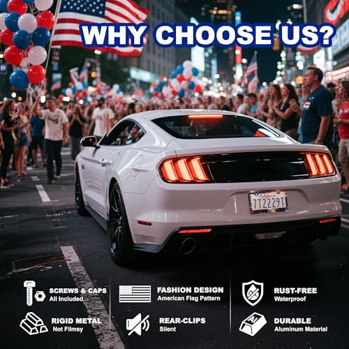 Image of American Flag License Plate Frame 2 Pack Patriotic Plate Holder