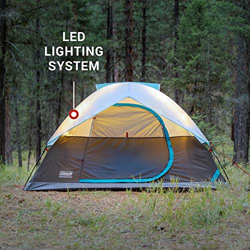Coleman OneSource Rechargeable 4/6 Person Camping Tent with Airflow System & LED Lighting, Includes Rainfly, Tent Fan, Lights, and Interchangeable Battery Pack, Easy Setup Tent for Camping by Coleman - Used condition - Image 4
