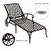 HOMEFUN Chaise Lounge Chair Outdoor, Poolside Lounger Set of 2 Cast Aluminum Tanning Chairs with Adjustable Backrest and Moveable Wheels, Bronze