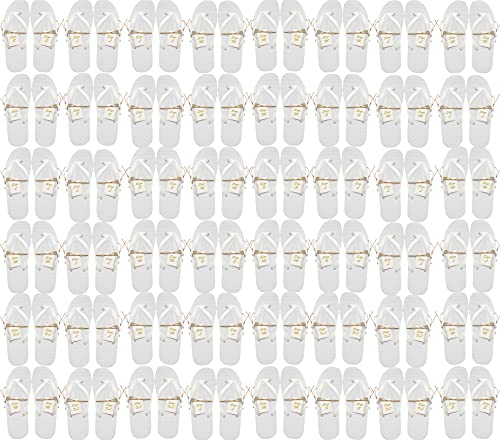 Bulk Flip Flops for Weddings, 48 Pairs, Wedding Reception Guest Slippers, Destination Beach Pool Wholesale Pack