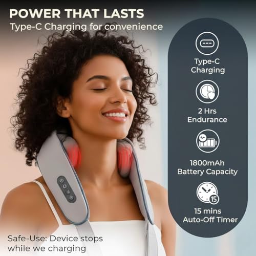 Image of 6D Neck & Back Massager with Heat | Wearable Electric Deep Tissue Massager for Neck, Shoulder, Back, Waist & Legs | 4D Shiatsu Kneading, 6 Massage Heads, 5 Modes & 3 Speeds | Cordless, Rechargeable, Pain Relief & Relaxation Therapy (Grey)