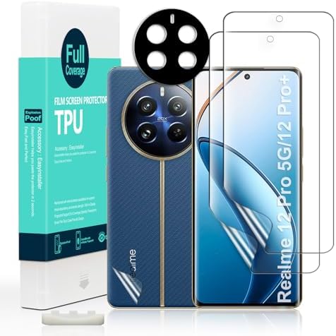 Ibywind Screen Protector For Realme 12 Pro 5G/12 Pro+ 5G(6.7 Inches),with 2Pcs Flexible TPU Film,1Pc Camera Lens Protector,1Pc Backing Carbon Fiber Film [Fingerprint Reader,Easy to install]