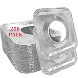 200 Pack Disposable Gas Burner Liners Square, Aluminum Foil Square Stove Burner Covers, 8.5 Inch Stove Burner Bib Liners, Gas Rangetop Protectors Keep Stove Clean