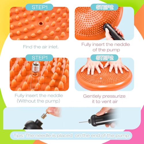 Image of Amylove 6 Pcs Wiggle Seat Inflated Wobble Cushion for Sensory Kid 13 Inch Balance Disc Kids Flexible Seating Exercise Sensory Pad Chair Cushion for Classroom Office School (Bright)