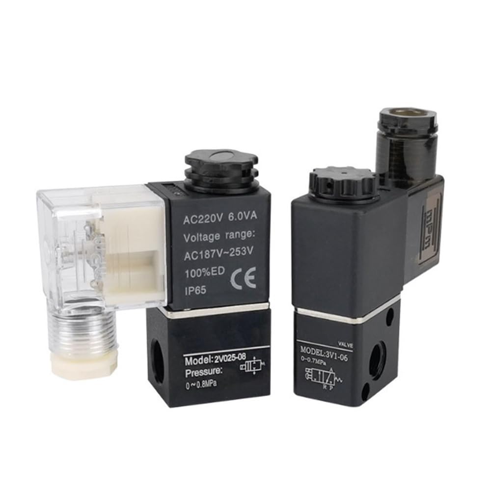 Électrovanne 2 voies 2V025-08B AC220V et vanne pneumatique 3V1-06A DC24V