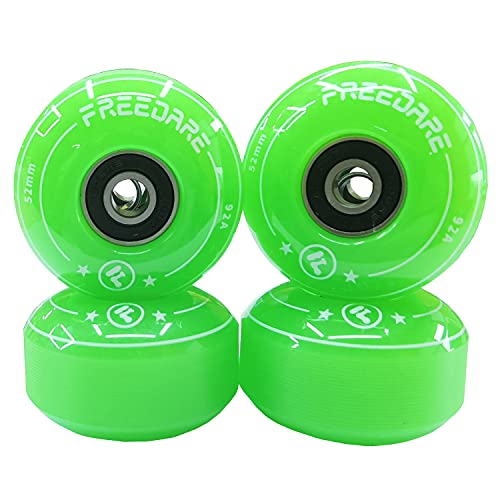 Image of FREEDARE Skateboard Wheels 52mm and Bearings, Spacers Installed 92A Street Wheels Skateboards Tricks(Pack of 4)