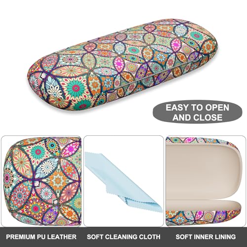 Image of Eyeglasses Case, Portable Hard Shell Protective Case for Glasses, Eyeglass Holder Box for Women with Cleaning Cloth