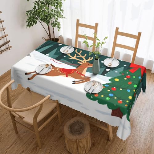 Nappe sapin de Noël anti-tache rectangle lavable d'un coup d'éponge