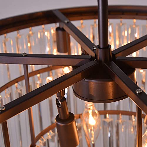 Meelighting Oil Rubbed Bronze Crystal Modern Contemporary Chandeliers Pendant Ceiling Light 4-Tier Chandelier Lighting For Dining Room Living Room Bedroom Girls Room Dia 23.6" #TOP5