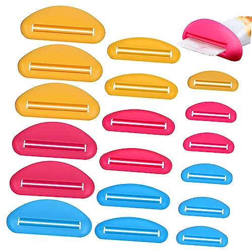 HOMOCONO Toothpaste Squeezer Set 18 Pcs Plastic Tube Squeezers for Toothpaste Cream Reduce Waste for Travel