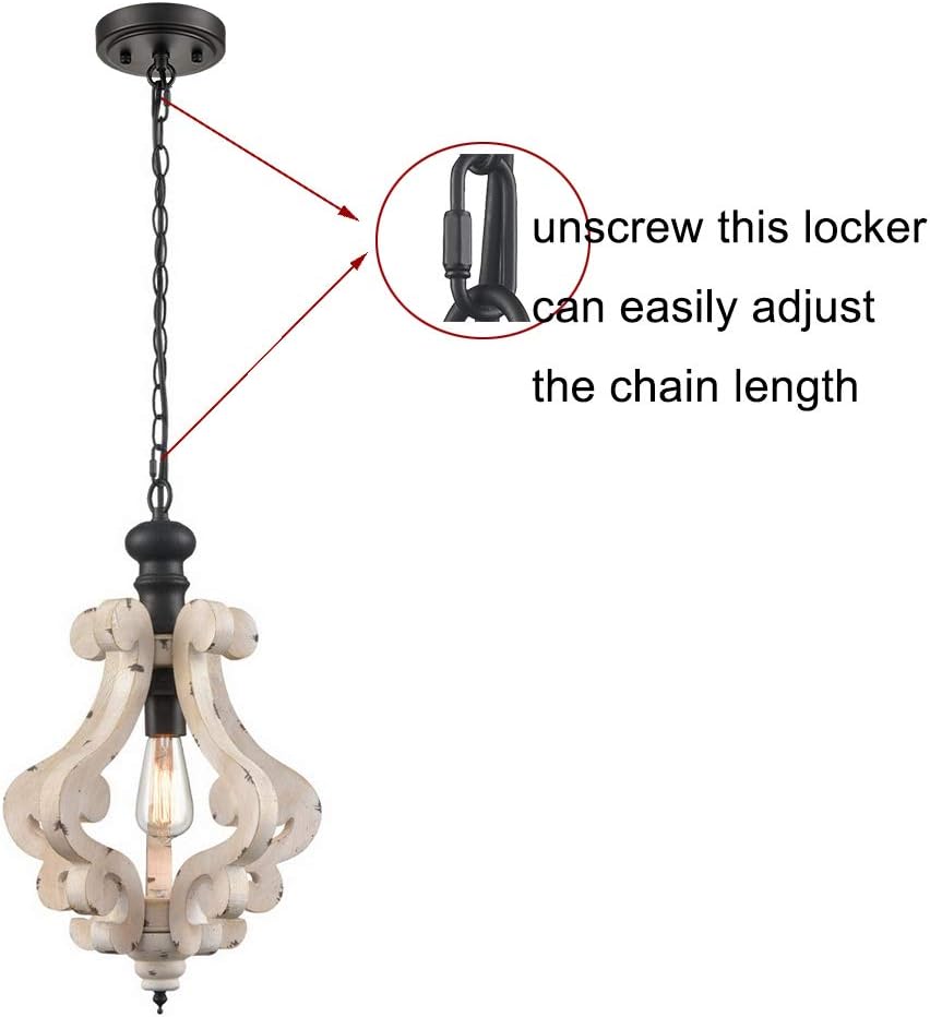 Bеѕt Cуbеr Dеаlѕ 🔥 CLAXY Wooden Pendant Light Distressing Off-White Finish Farmhouse Chandelier