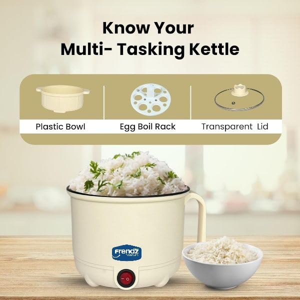 Image of MISCIBLE 1.5L Electric Multi-Function Food Warmer with Egg Tray & Steamer, Portable Mini Heating Kettle, 600W Travel Meal Maker with Auto Shut-Off & Boil Dry Protection for Soup, Noodles & Baby Food