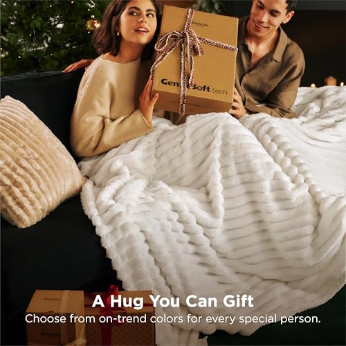 Bedsure GentleSoft White Throw Blanket for Couch - Cozy Soft Blankets for Women, Cute Small Fleece Throws for Girls, House Bedroom Decor Aesthetic Gift for Women, Off White, 50x70 Inches - Image 6