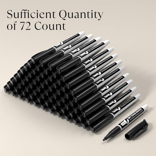 Image of MaxGear Dry Erase Markers Black Fine Point, 72 Count Fine Tip Whiteboard Markers Bulk Low Odor Erasable for White Board, School Supplies for Classroom, Home, Office, 72 Count, Black