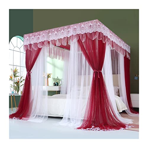 Mosquitera de malla doble para cama de 2 m con dosel fijo de 4 esquinas estilo 2 2