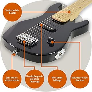 3rd Avenue Pack Guitare Électrique enfant Taille Junior 1/4 pour Débutants, Ampli Portable 5 W, Jack, Housse, Médiators et Sangle – Noir - Les Beatles, Paul McCartney, John Lennon, RIngo Starr, George Harrison 3rd Avenue Pack Guitare Électrique enfant Taille Junior 1/4 pour Débutants, Ampli Portable 5 W, Jack, Housse, Médiators et Sangle – Noir – Image 4