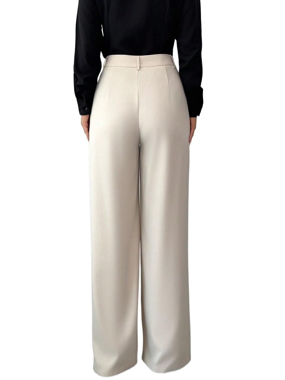 Womens High Straight Pants Casual Straight-Leg Trousers with Pockets Zipper Elegant Business Tall XS Khaki
