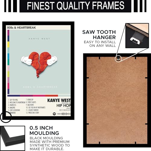 Image of BLINKART KANYE - 808s & HeartBreak Wall Photo Frames | Wall Art for Bedroom, Living Room, Studio or Office | Album Cover Print with Spotify Song Link QR Code | Gift for Fans - 8x12 In