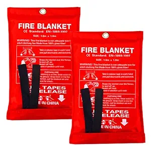 Altfun Emergency Fire Blanket for Home Kitchen Fiberglass Fire Suppression Blanket Great for School,Office,Camping,Grill,Car,Warehouse,Emergency Surival Safety (2 Pack,39 in X 39 in)
