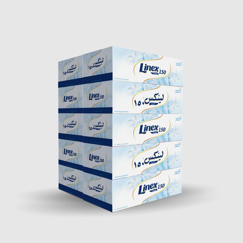Facial Soft Tissue 150 Sheets 2 Ply Boxes Virgin Pulp - Pack of 10