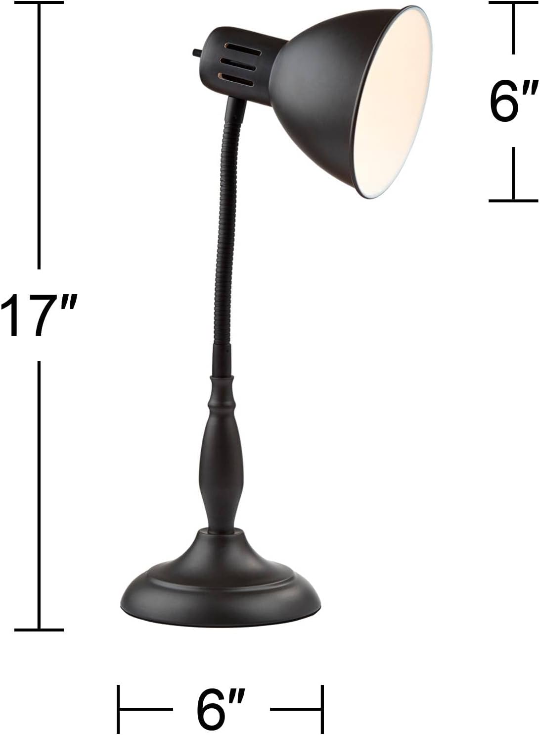 360 Lighting Breck Traditional Adjustable Desk Table Lamp 17" High Dark Bronze Brown Metal Flexible Gooseneck Arm for Living Room Bedroom House Bedside Nightstand Home Office Reading Family