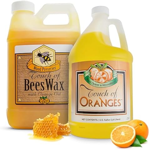 Touch Of Oranges Large Set | Furniture Polish | Wood Wax | Cleaner & Restorer For Hardwood Floor, Cabinets and Real Wood Cover