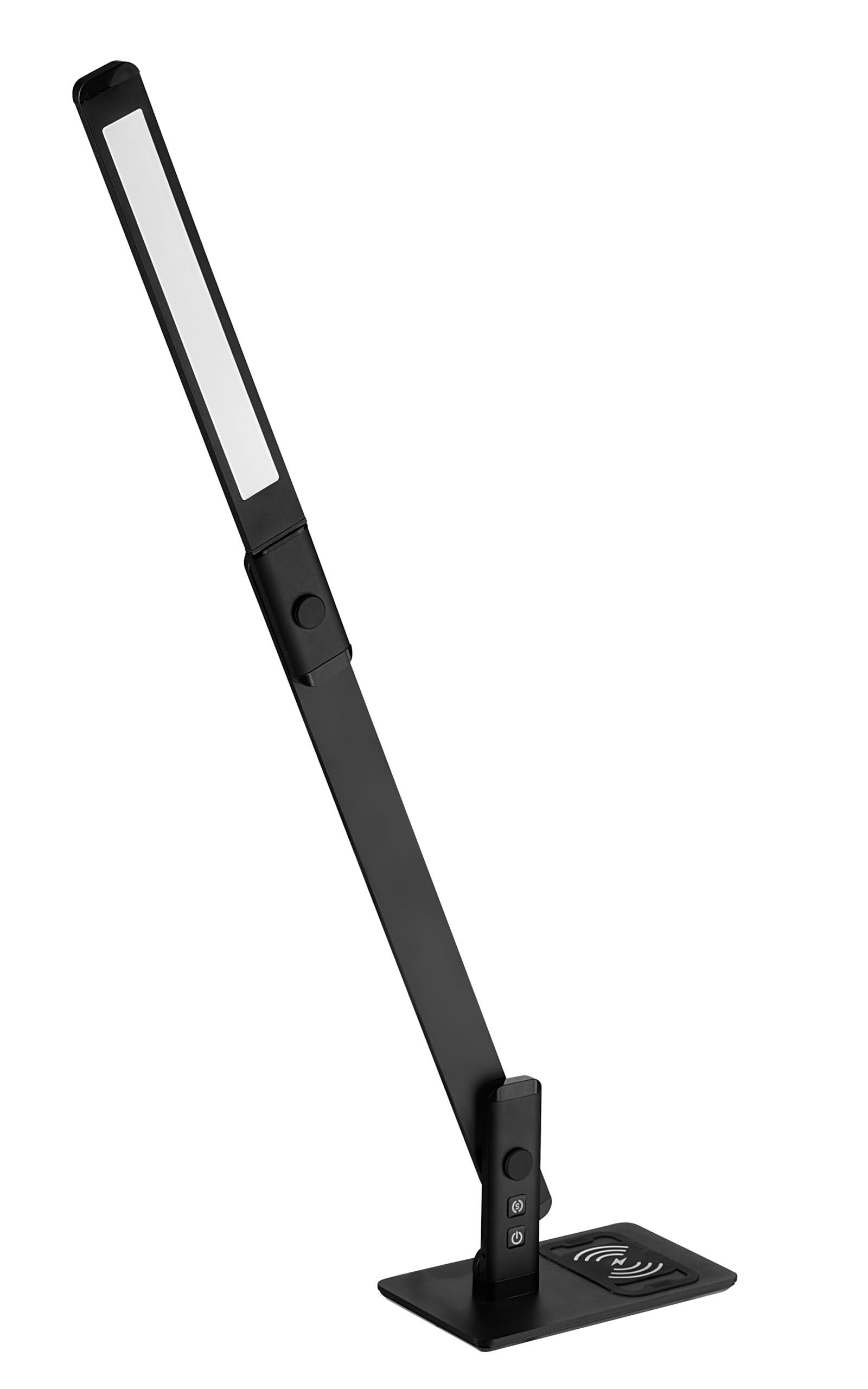 ALCO-Albert - lampa biurkowa LED z funkcją ładowania, czarna | Lampa stołowa z regulacją jasności, 3 stopniami jasności, złączem USB i funkcją indukcyjnego ładowania smartfonów