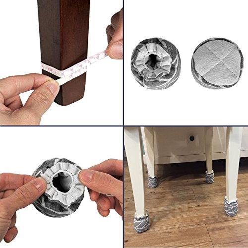 WarmHut Chair Leg Floor Protectors, 16pcs Table Furniture Leg Feet Tips Cloth Leg Caps, Wood Floor Protectors, Home Decoration (Linen Grey)