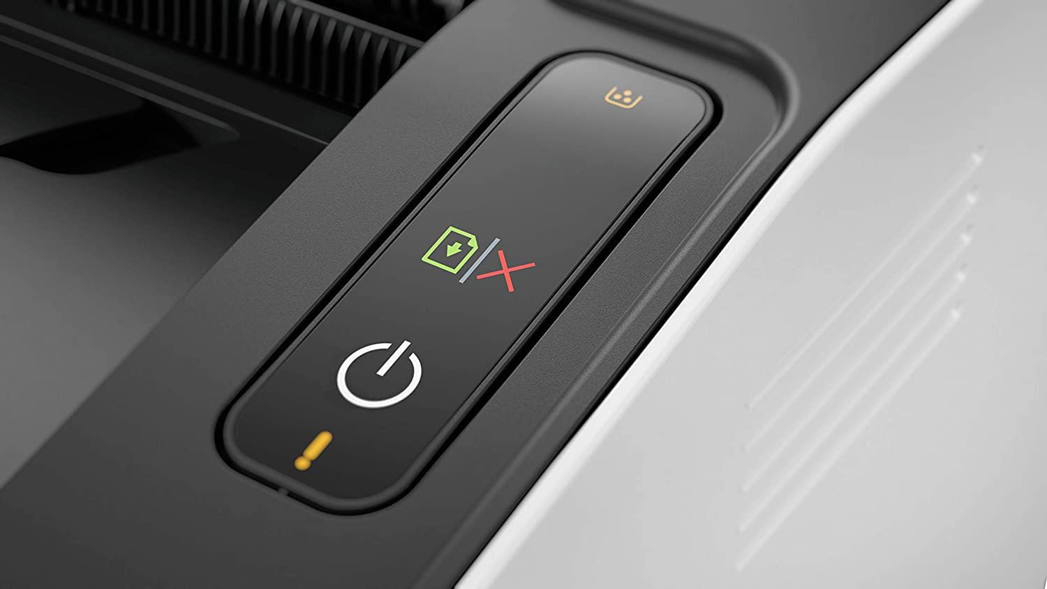 HP LaserJet 107r 5UE14A, Stampante a Singola Funzione A4, Stampa Fronte e Retro Manuale in b/n, 20 ppm, solo USB, Pannello a bottoni e indicatori LED, Grigia e Azzurra
