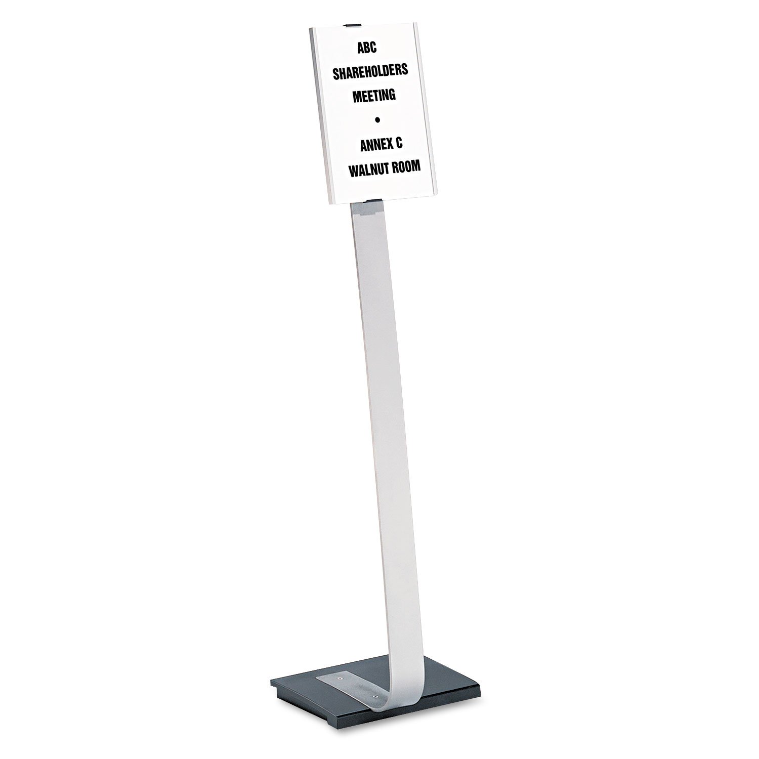 Durable Soporte para letreros de suelo para insertos de tamaño carta, base de aluminio de estudio, retrato y paisaje, 40-1/2 pulgadas - 46-1/2 pulgadas de altura (481423)