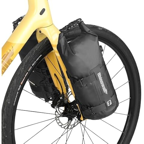 Rhinowalk Bike Front Fork Bag Waterproof Bike Pannier Bag Saddle Bag Fork Bag Rack Bicycle Bag 7L for Mountain Bike Road Bike Accessories-Black Cover