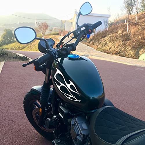 Image of Motorcycle Gas Tank Flame Decals,Universal Motorcycle Flame Sticker PET Waterproof Sport Stripes Decals Stickers Fuel Tank Fender Decal Set Decoration Accessories,Black