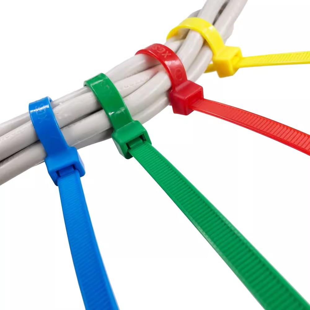Nylon Cable Tie Buckle， Nylon Cable Ties Multicolor Self Locking 2.5x200mm 100-500 Pack(Blue,200pcs)