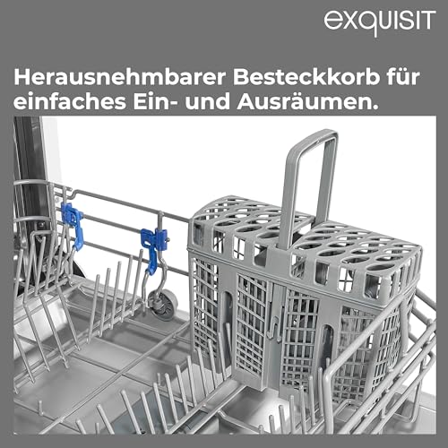 Exquisit PLUS Geschirrspüler 45 cm, Unterbaufähig, 9 Maßgedecke, 9 Liter, ECO-Programm, Startzeitvorwahl, GSP59309-030E weiss